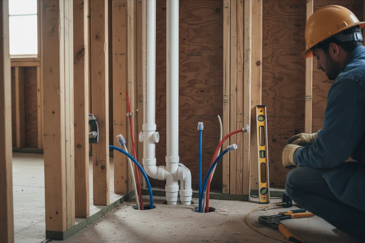 Drain and supply rough-in during Leak Detection in Christiansburg