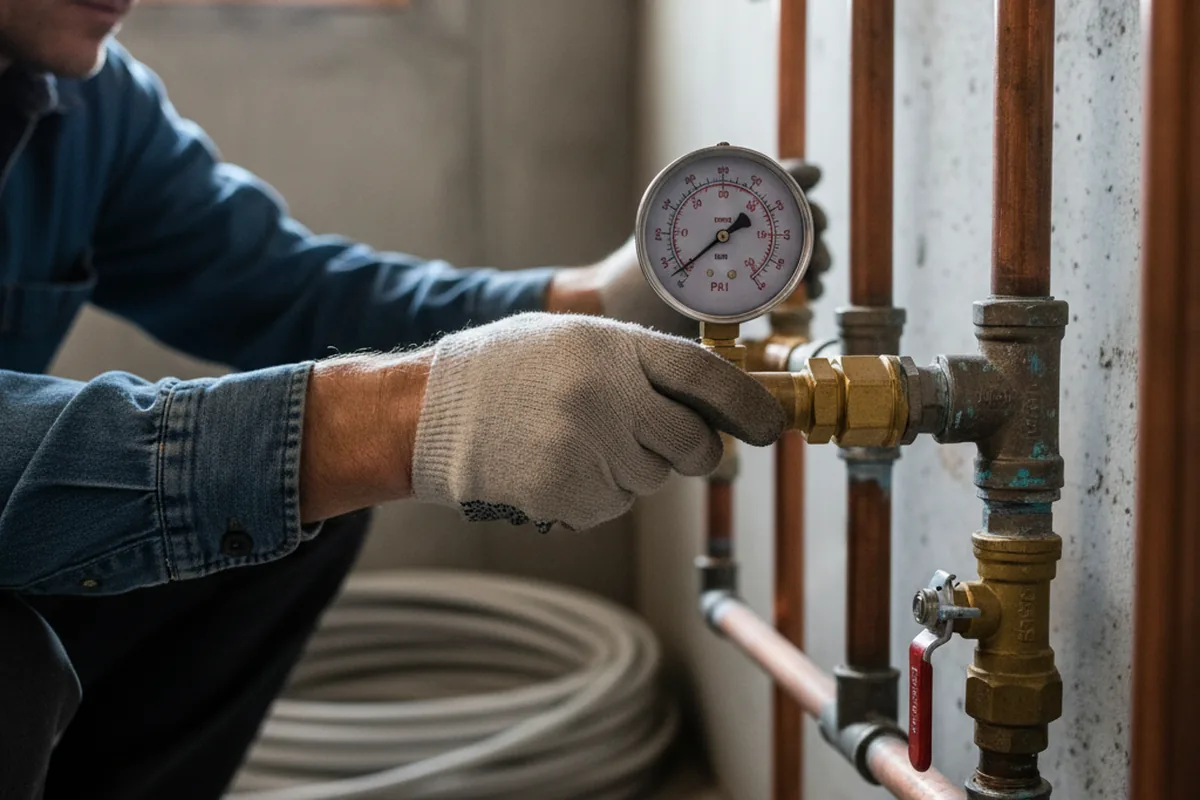 Pressure testing a repaired line during Water Line Repair in Christiansburg